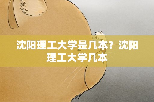 沈阳理工大学是几本？沈阳理工大学几本