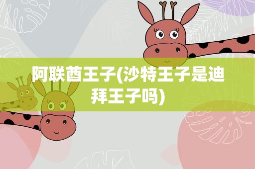 阿联酋王子(沙特王子是迪拜王子吗)