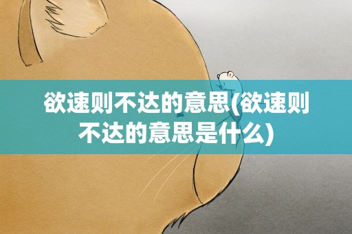 欲速则不达的意思(欲速则不达的意思是什么)