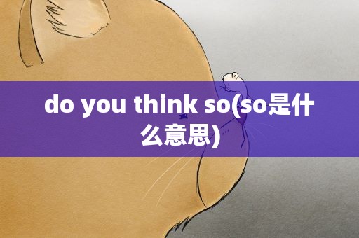 do you think so(so是什么意思)