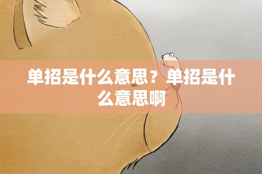 单招是什么意思？单招是什么意思啊