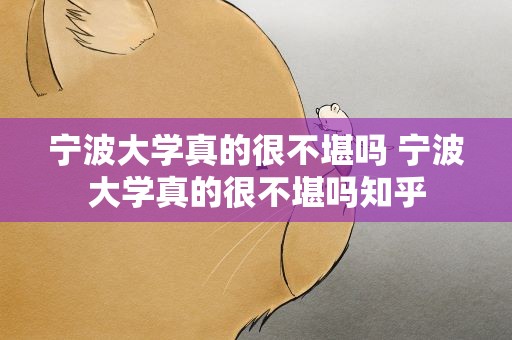 宁波大学真的很不堪吗 宁波大学真的很不堪吗知乎