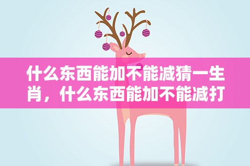 什么东西能加不能减猜一生肖，什么东西能加不能减打一生肖