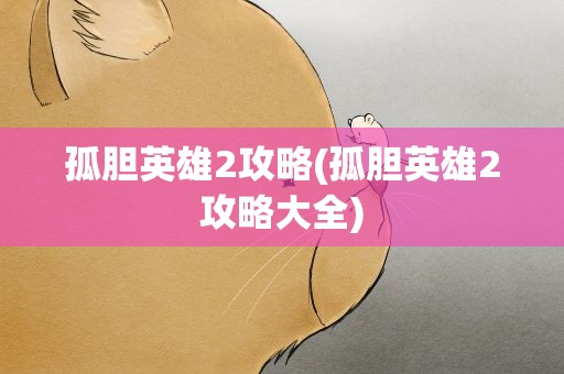孤胆英雄2攻略(孤胆英雄2攻略大全)