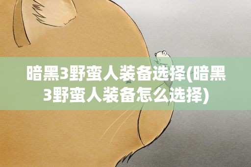 暗黑3野蛮人装备选择(暗黑3野蛮人装备怎么选择)