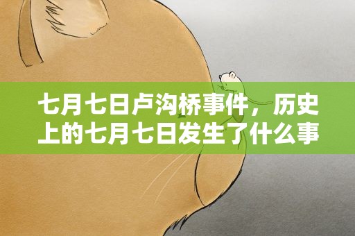 七月七日卢沟桥事件，历史上的七月七日发生了什么事