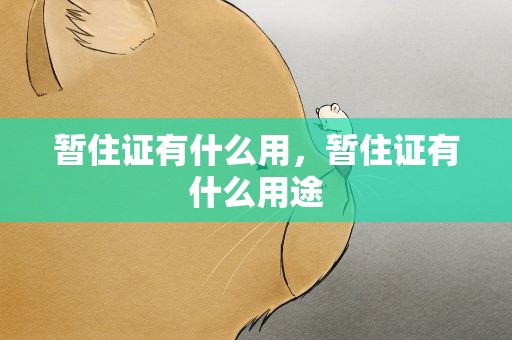 暂住证有什么用，暂住证有什么用途