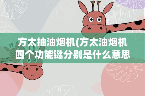方太抽油烟机(方太油烟机四个功能键分别是什么意思)