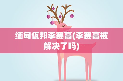 缅甸佤邦李赛高(李赛高被解决了吗)