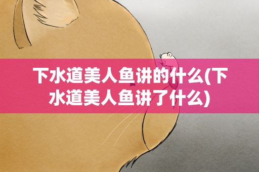 下水道美人鱼讲的什么(下水道美人鱼讲了什么)