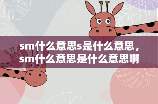 sm什么意思s是什么意思，sm什么意思是什么意思啊