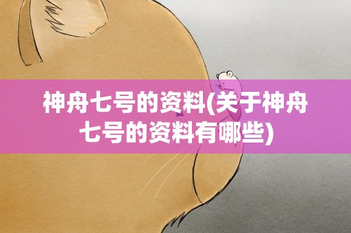 神舟七号的资料(关于神舟七号的资料有哪些)