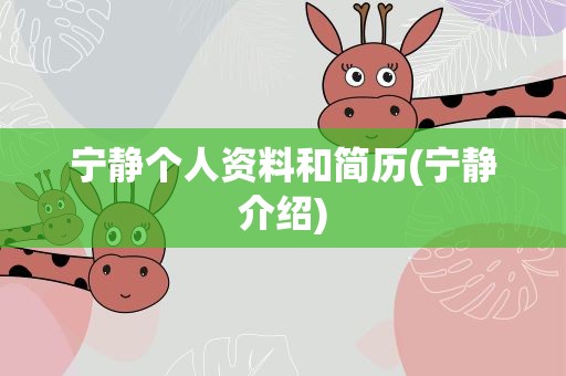 宁静个人资料和简历(宁静介绍)