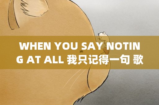 WHEN YOU SAY NOTING AT ALL 我只记得一句 歌词 nothing at all