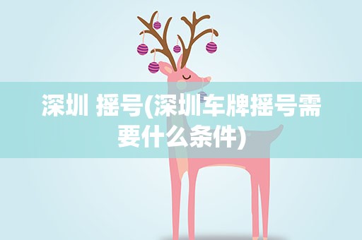 深圳 摇号(深圳车牌摇号需要什么条件)