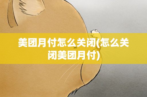 美团月付怎么关闭(怎么关闭美团月付)