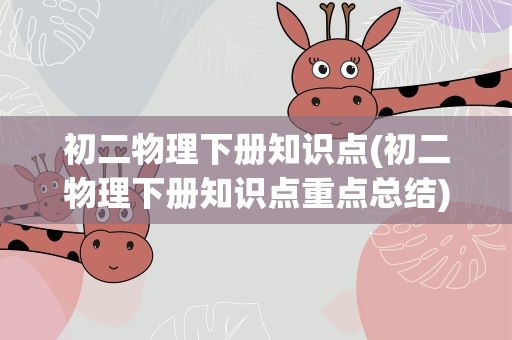 初二物理下册知识点(初二物理下册知识点重点总结)