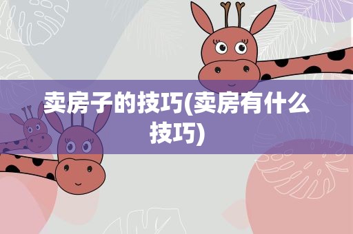 卖房子的技巧(卖房有什么技巧)