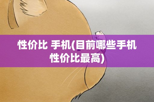 性价比 手机(目前哪些手机性价比最高)