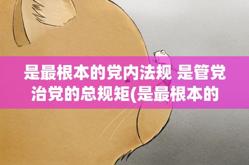 是最根本的党内法规 是管党治党的总规矩(是最根本的党内法规是管党治党的总规矩矩)