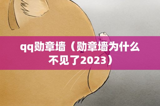 qq勋章墙（勋章墙为什么不见了2023）