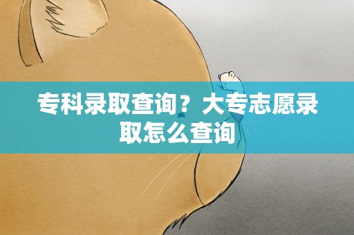 专科录取查询？大专志愿录取怎么查询