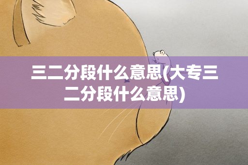 三二分段什么意思(大专三二分段什么意思)