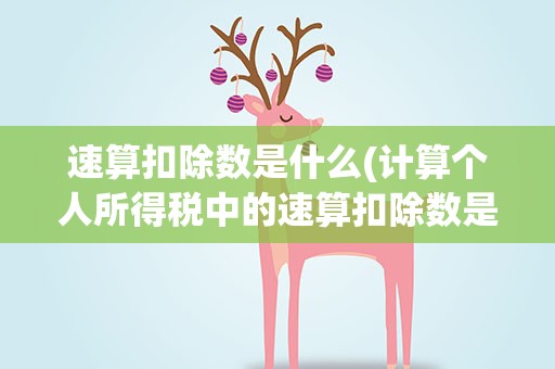 速算扣除数是什么(计算个人所得税中的速算扣除数是什么意思)