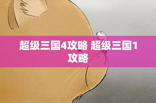 超级三国4攻略 超级三国1攻略
