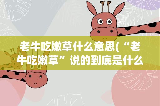 老牛吃嫩草什么意思(“老牛吃嫩草”说的到底是什么)