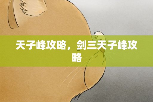 天子峰攻略，剑三天子峰攻略