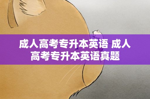 成人高考专升本英语 成人高考专升本英语真题
