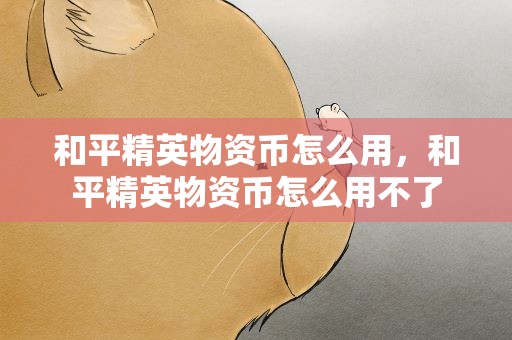 和平精英物资币怎么用，和平精英物资币怎么用不了