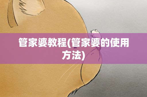 管家婆教程(管家婆的使用方法)