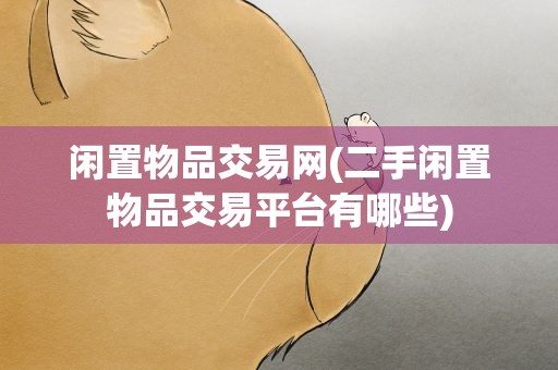 闲置物品交易网(二手闲置物品交易平台有哪些)