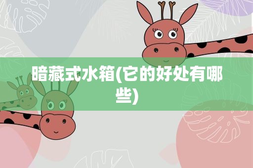 暗藏式水箱(它的好处有哪些)