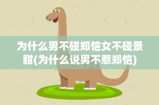 为什么男不碰郑恺女不碰景甜(为什么说男不惹郑恺)