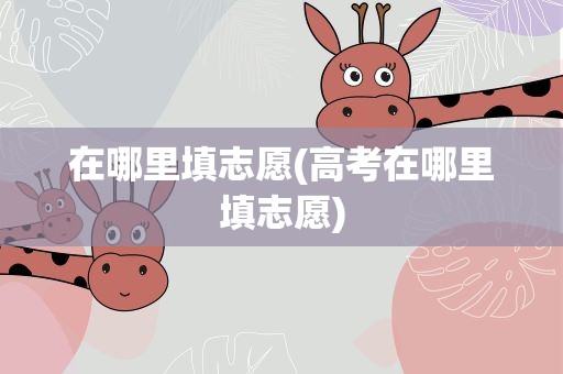 在哪里填志愿(高考在哪里填志愿)