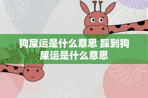 狗屎运是什么意思 踩到狗屎运是什么意思