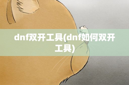 dnf双开工具(dnf如何双开工具)