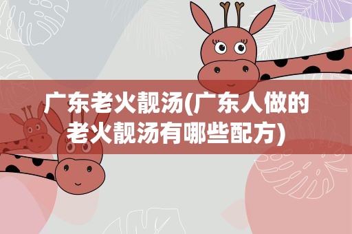 广东老火靓汤(广东人做的老火靓汤有哪些配方)