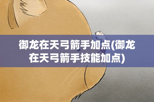 御龙在天弓箭手加点(御龙在天弓箭手技能加点)