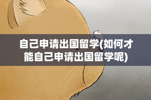 自己申请出国留学(如何才能自己申请出国留学呢)