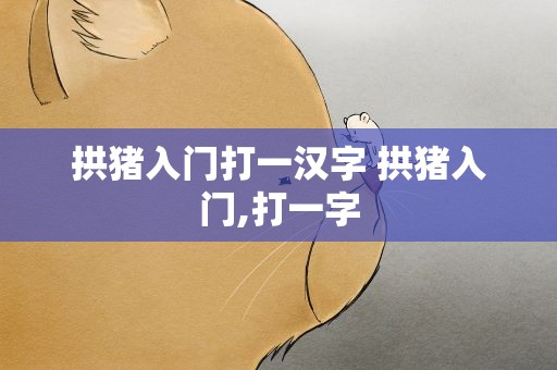 拱猪入门打一汉字 拱猪入门,打一字