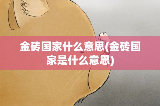金砖国家什么意思(金砖国家是什么意思)