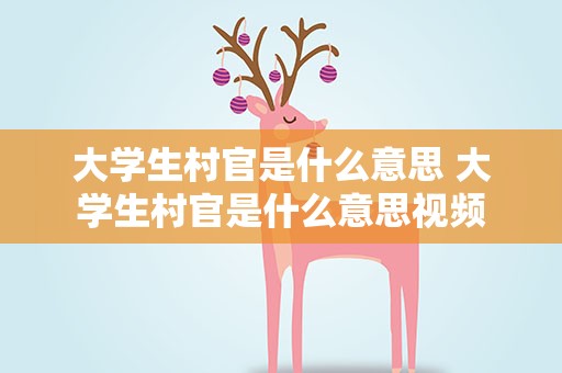 大学生村官是什么意思 大学生村官是什么意思视频