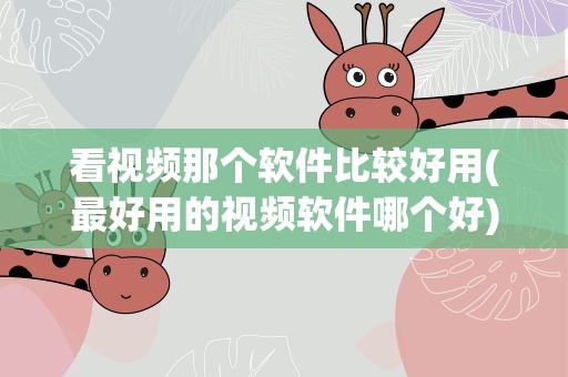 看视频那个软件比较好用(最好用的视频软件哪个好)