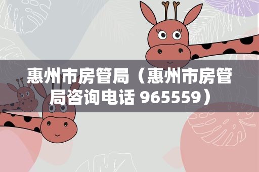 惠州市房管局（惠州市房管局咨询电话 965559）