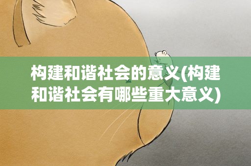 构建和谐社会的意义(构建和谐社会有哪些重大意义)