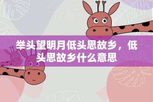 举头望明月低头思故乡，低头思故乡什么意思